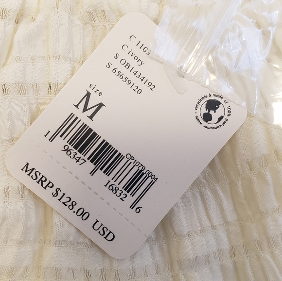 Free People Hailey Ivory Blouse Long Sleeve Crop - Picture 4 of 6